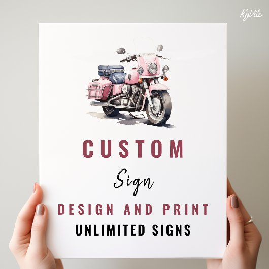 Pink Motorrad Geburtstag Custom-Zeichen Poster