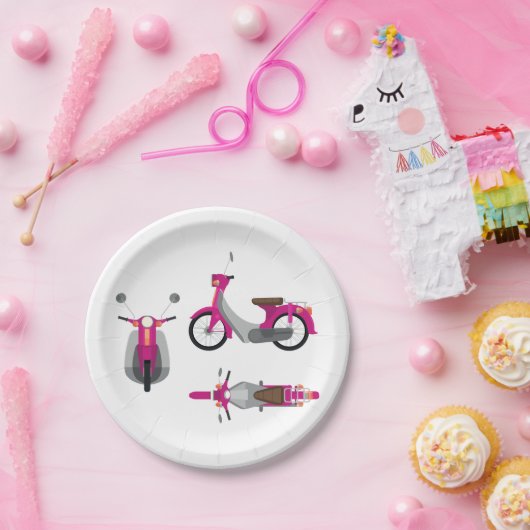 Pink Motorrad Pappteller (Party)