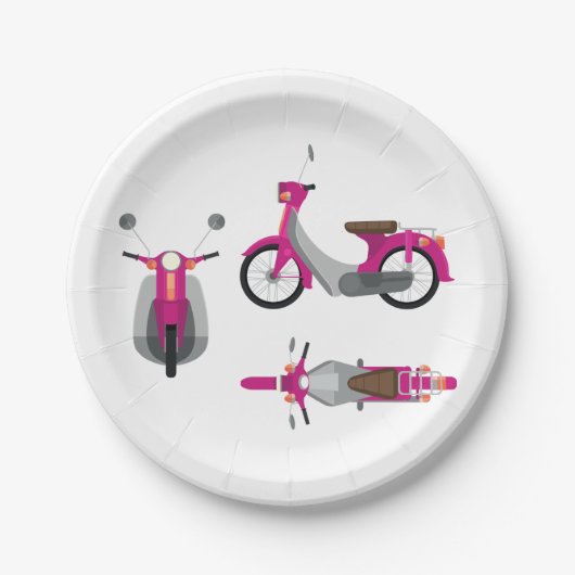 Pink Motorrad Pappteller (Vorderseite)