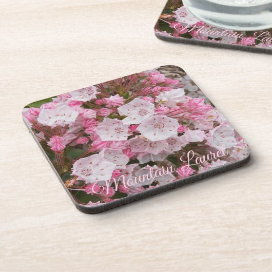 Pink Mountain Laurel Floral Getränkeuntersetzer (Linke Seite)