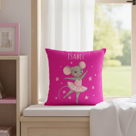 Pink Mouse Ballerina Custom Cushion for Girls  Kissen