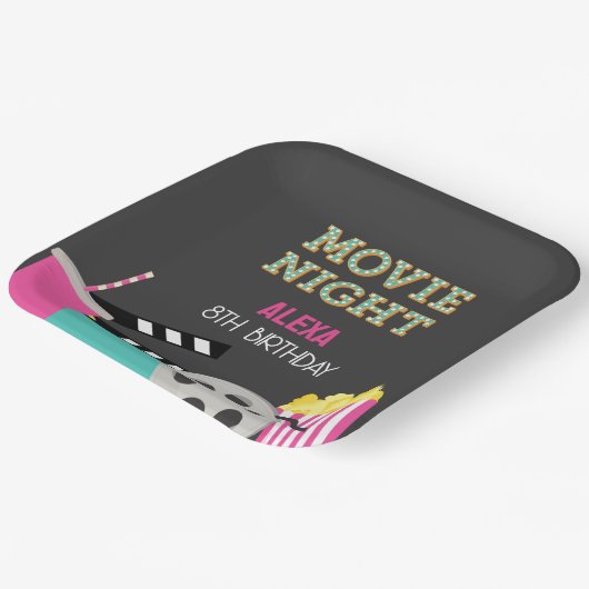 PINK MOVIE NIGHT PAPPTELLER (Gewinkelt)