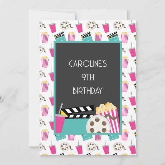 PINK MOVIE NIGHT PARTY EINLADUNG (Rückseite)