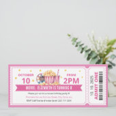 Pink Movie ticket birthday invitation Einladung (Stehend Vorderseite)