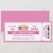 Pink Movie ticket birthday invitation Einladung (Vorne/Hinten)