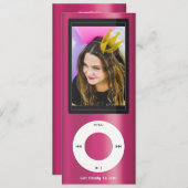 Pink MP3 Music Player Birthday Einladung (Vorne/Hinten)