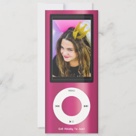 Pink MP3 Music Player Birthday Einladung