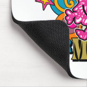 Pink Mr. Messy | Farbige Wirbel und Sterne Mousepad (Ecke)