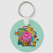 Pink Mr. Messy | Farbige Wirbel und Sterne Schlüsselanhänger (Rückseite)