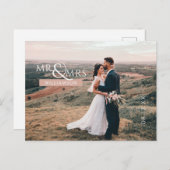 Pink Mr. & Mrs Monogram Wedding Foto Vielen Dank Postkarte (Vorne/Hinten)