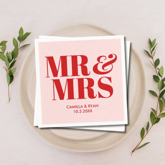 Pink Mr. & Mrs. Personalisiert Wedding Napkins Serviette