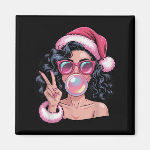 Pink Mrs African Santa Blows Blubble Gum Funny Ch Magnet