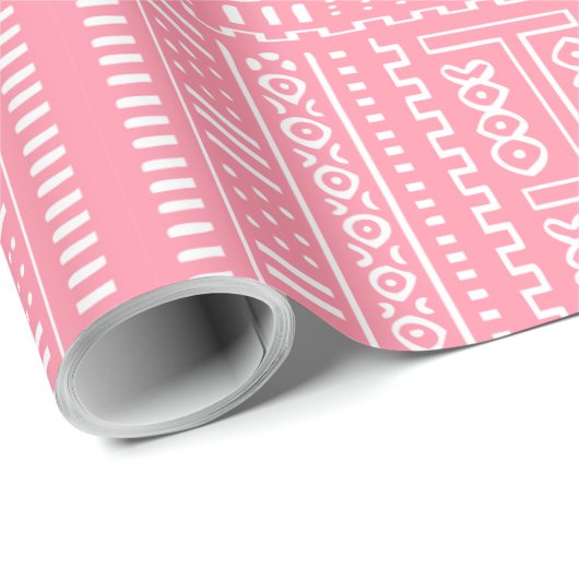 Pink Mud Cloth Pattern Wrapping Paper Geschenkpapier (Rolleneckpunkt)
