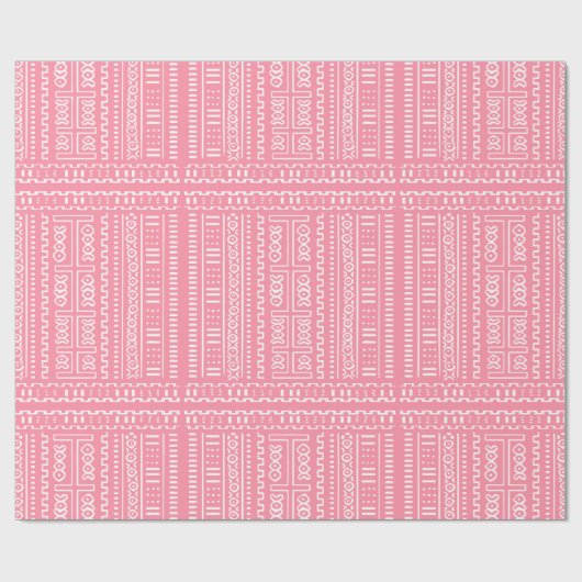Pink Mud Cloth Pattern Wrapping Paper Geschenkpapier (Flach)