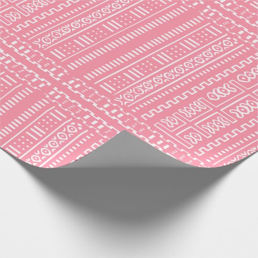 Pink Mud Cloth Pattern Wrapping Paper Geschenkpapier (Ecke)