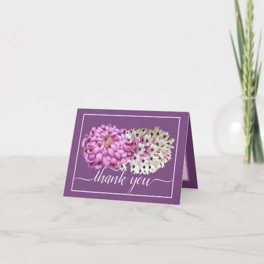 Pink Mum & White Orchids Blumenchic Vielen Dank Karte (Vorderseite)