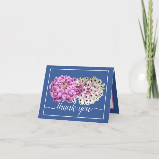 Pink Mum & White Orchids Blumenchic Vielen Dank Karte (Vorderseite)