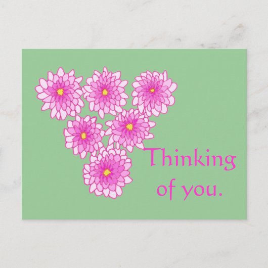 Pink Mums Blume Denken Sie an Postkarten (Vorderseite)