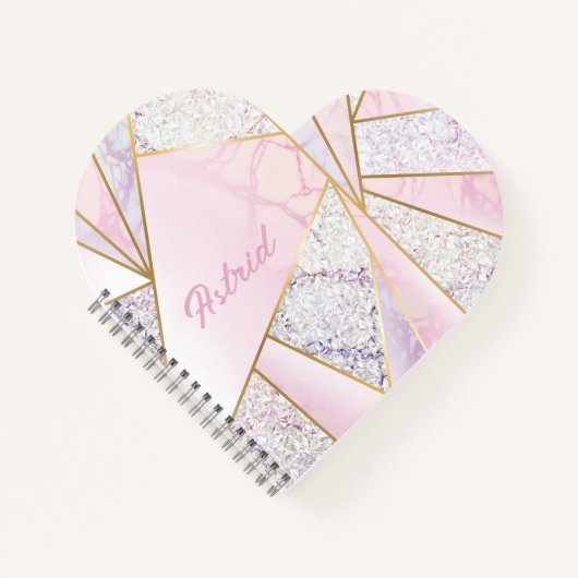 Pink Murble Elegant Heart Notebook Scketbook Notizblock (Vorderseite)
