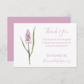 Pink Muscari Beerdigung & Beileid Vielen Dank Kart Mitteilungskarte (Vorne/Hinten)