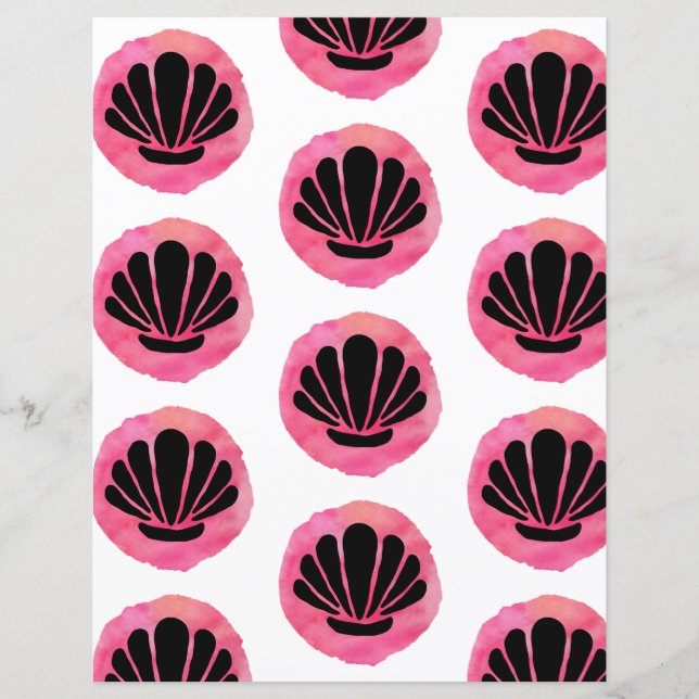 Pink Muschel Muster Scrapbook Paper (Vorderseite)