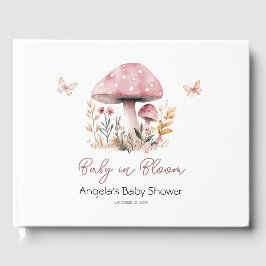 Pink Mushroom Baby in Bloom Butterfly Babydusche Gästebuch