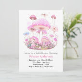 Pink Mushroom Blissful Forest Girl Babydusche Einladung (Stehend Vorderseite)