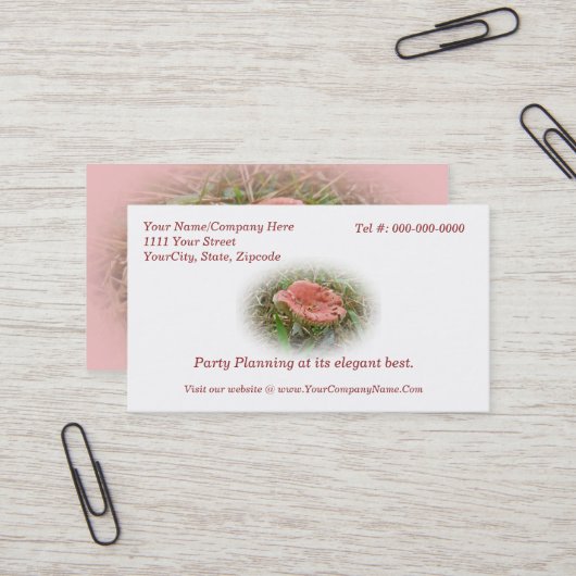 Pink Mushroom Business Card Visitenkarte (Vorderseite/Rückseite Beispiel)