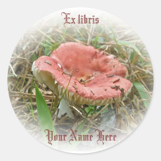 Pink Mushroom Ex libris Aufkleber (Vorderseite)