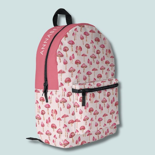 Pink Mushroom-Muster Bedruckter Rucksack