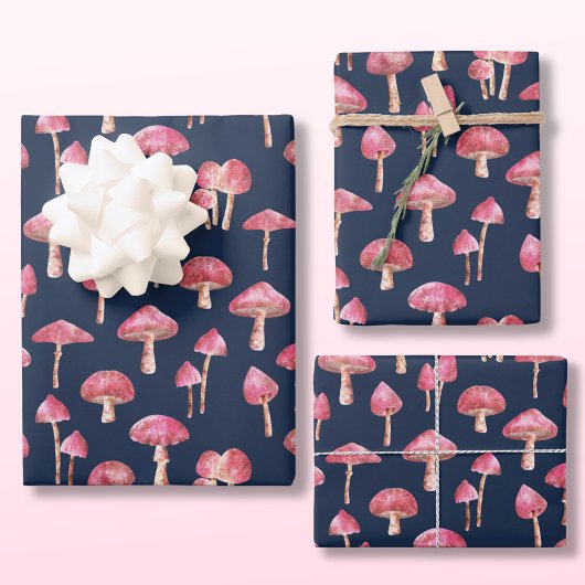 Pink Mushroom-Muster Geschenkpapier
