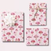 Pink Mushroom-Muster Geschenkpapier Set