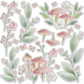 Pink Mushroom Patch Bedroom Wall Set Sticker (Vorderseite)