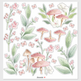 Pink Mushroom Patch Bedroom Wall Set Sticker