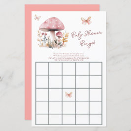 Pink Mushroom Woodland Babydusche Bingo