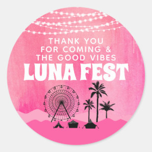 Pink Music Festival Danke  Runder Aufkleber