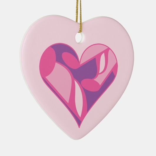 Pink Music Heart Keramik Ornament (Rechts)