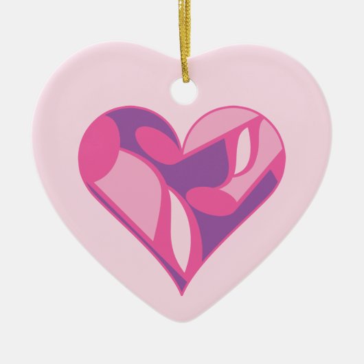 Pink Music Heart Keramik Ornament (Vorne)