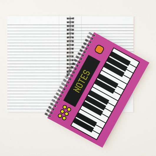 Pink Music Keyboard Spiral Notebook Notizblock (Innen)