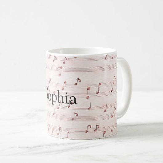 Pink Music Notes Sheet Kaffeetasse (VorderseiteRechts)