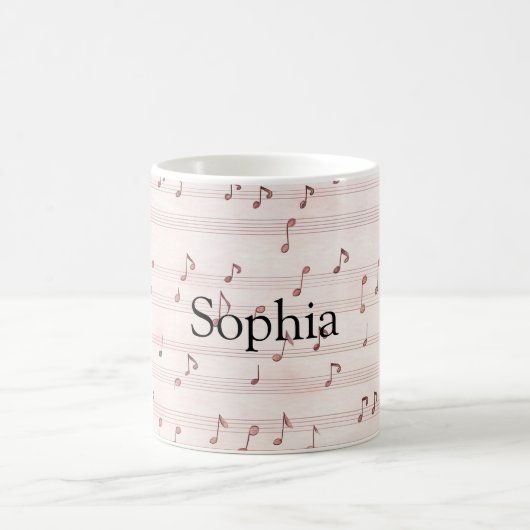 Pink Music Notes Sheet Kaffeetasse (Mittel)