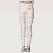 Pink Music Notes Sheet Leggings (Vorderseite)