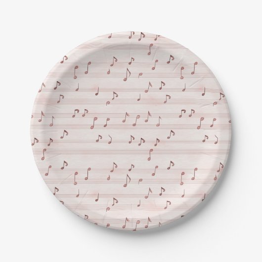 Pink Music Notes Sheet Pappteller (Vorderseite)