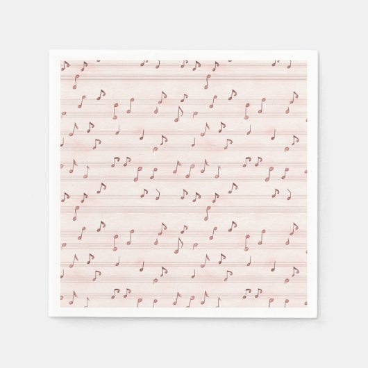 Pink Music Notes Sheet Serviette (Vorderseite)