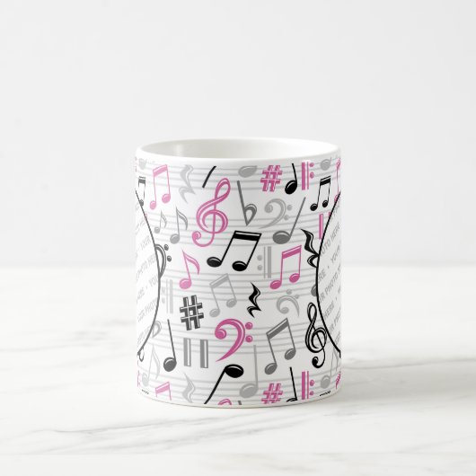 Pink Music Pattern Foto Tasse (Mittel)