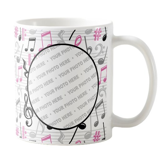 Pink Music Pattern Foto Tasse