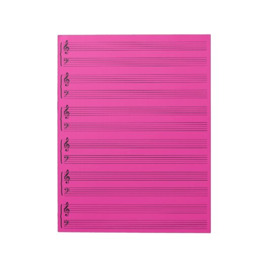 Pink Music Sheet Paper Notepad Notizblock (Rotiert)