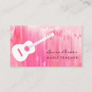 Pink Music Teacher Gitarrenspielerinstrument   Visitenkarte