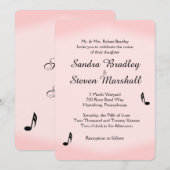 Pink Music Theme Wedding Einladung (Vorne/Hinten)