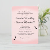 Pink Music Theme Wedding Einladung (Stehend Vorderseite)